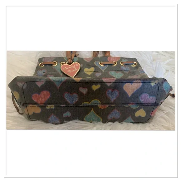 Dooney & Bourke Vintage Y2K Tiny Tassel Scribble Hearts Tote Multicolor - Picture 6 of 12